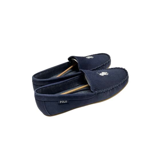 Polo Ralph Lauren declan moccasin slippers in navy and cream